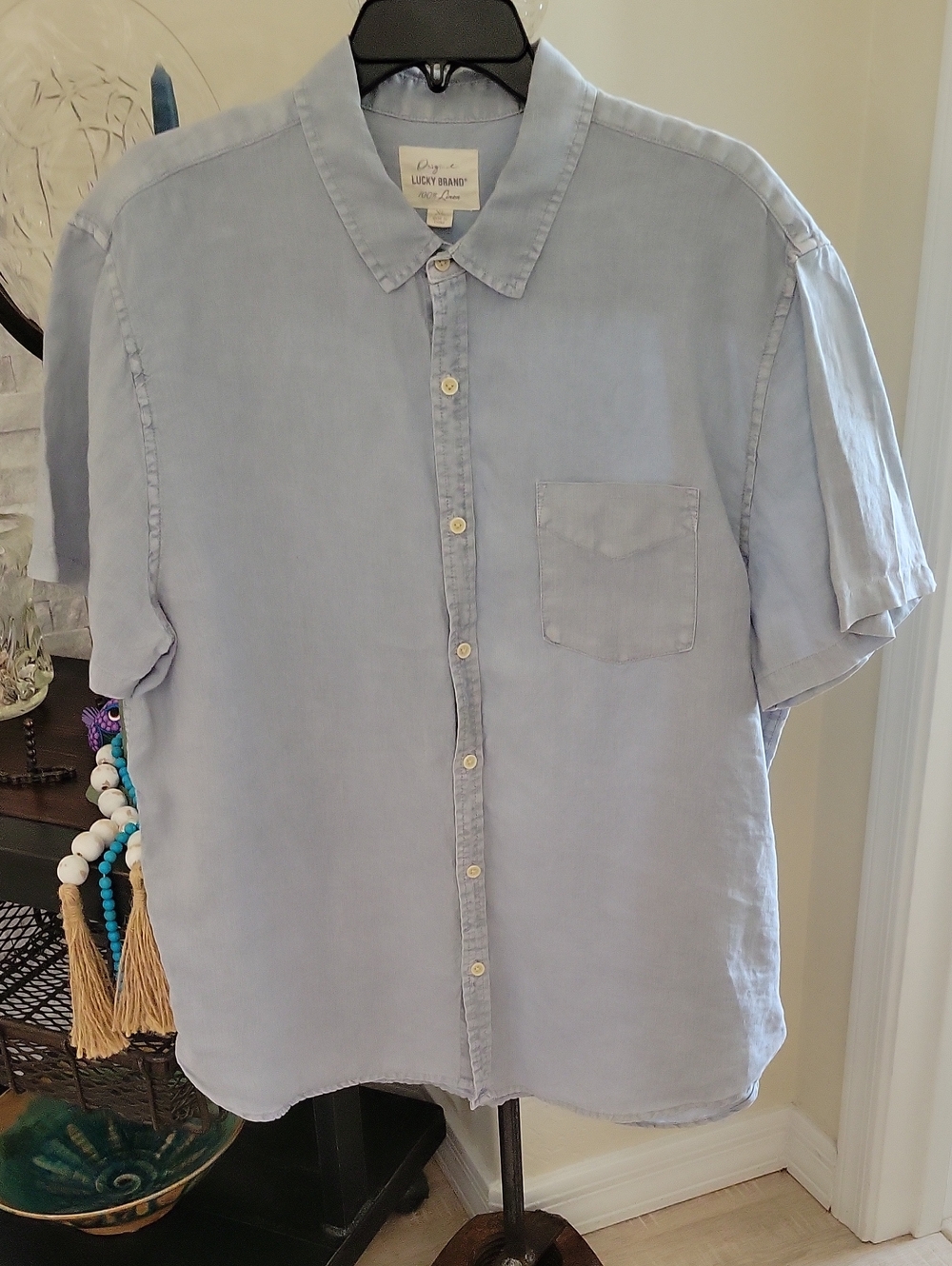 Lucky Brand Men’s Pale Blue Short-Sleeve Button-Down Shirt